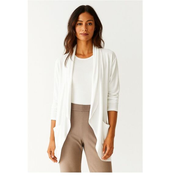 Chico’s size Med white open front cardigan . - Picture 1 of 12